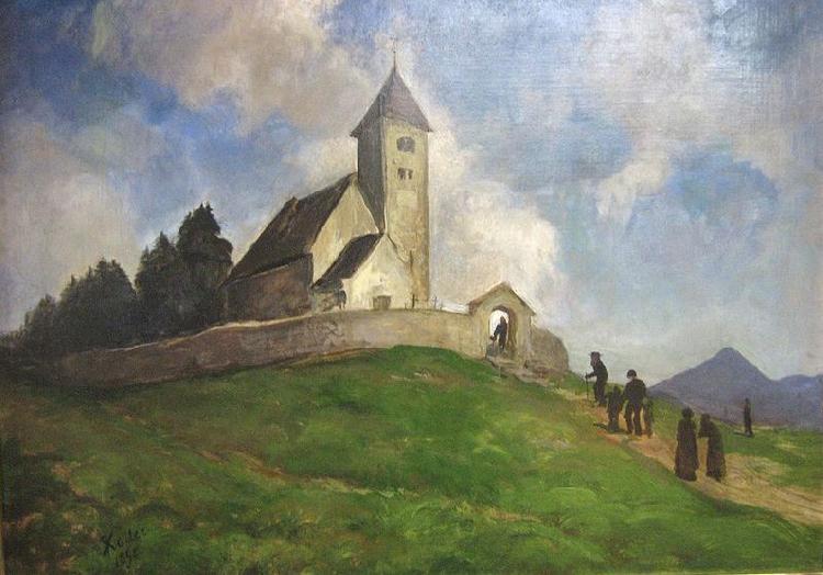 Rudolf Koller Die Kirche St. Remigius in Falera oil painting picture